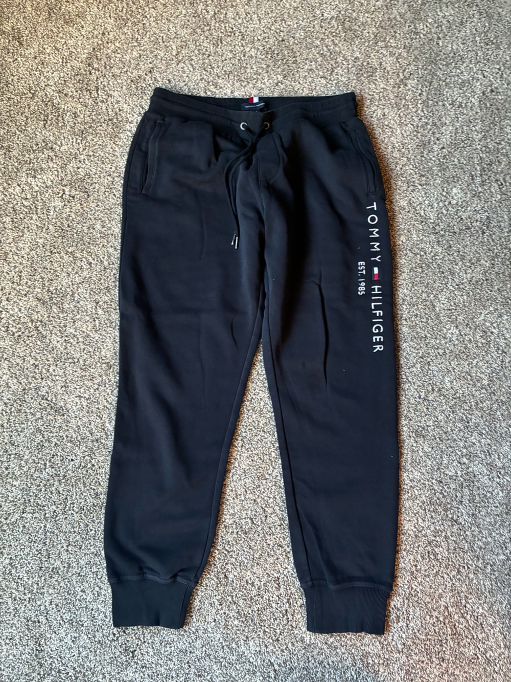Tommy Hilfiger Black Jogger Sweatpants with Side Logo